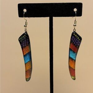 Dichroic Fused Glass Earrings 2.25”